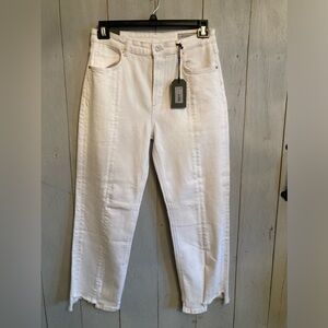 All Saints Kim Jeans White Comfort Stretch‎ Cropped High Rise Slim Sz-30 Rt-199$